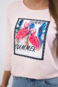 Long sleeve T-Shirt with a print 66801 / – Powder цвет / color | Lexline Fashion