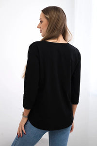 Long sleeve T-Shirt with a print 66805 / – Black цвет / color | Lexline Fashion