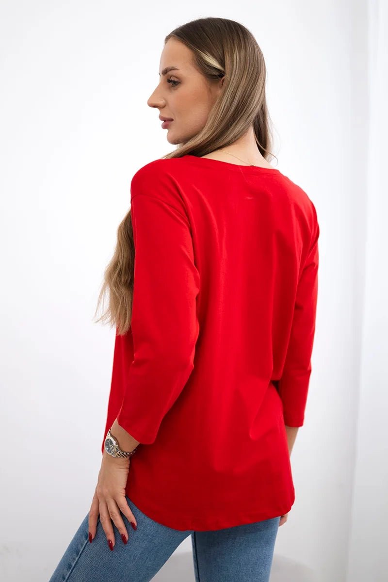 Long sleeve T-Shirt with a print 66805 / – Black цвет / color | Lexline Fashion