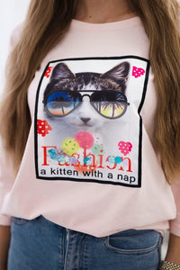 Long sleeve T-Shirt with a print 66805 / – Powder цвет / color | Lexline Fashion
