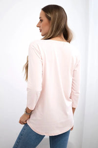 Long sleeve T-Shirt with a print 66805 / – Powder цвет / color | Lexline Fashion