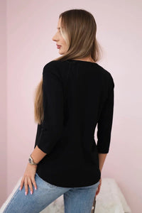 Long sleeve T-Shirt with a print 66823 / – Black цвет / color | Lexline Fashion