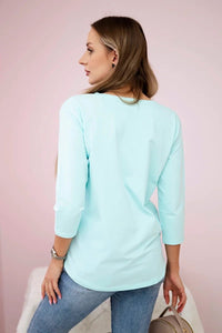 Long sleeve T-Shirt with a print 66823 / – Mint цвет / color | Lexline Fashion