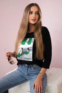 Long sleeve T-Shirt with a print 66823 / – Red цвет / color | Lexline Fashion