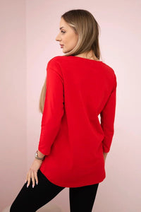 Long sleeve T-Shirt with a print 66824 / – Red цвет / color | Lexline Fashion