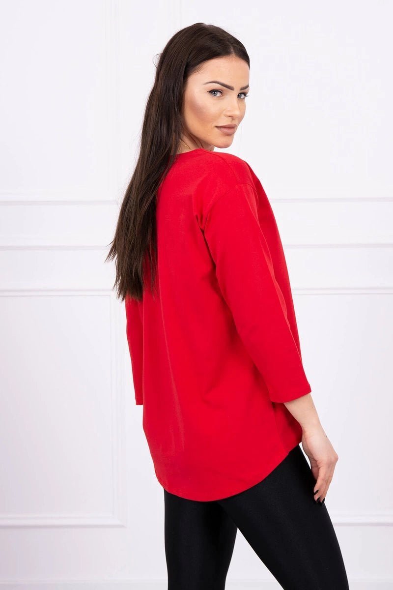 Long sleeve T-Shirt with a print 66853 / – Red цвет / color | Lexline Fashion