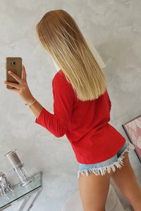 Long sleeve T-Shirt with a print 66853 / – Red цвет / color | Lexline Fashion