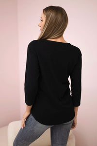 Long sleeve T-Shirt with a print 66855 / – Black цвет / color | Lexline Fashion