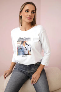 Long sleeve T-Shirt with a print 66855 / – Black цвет / color | Lexline Fashion