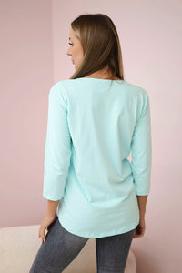 Long sleeve T-Shirt with a print 66855 / – Mint цвет / color | Lexline Fashion