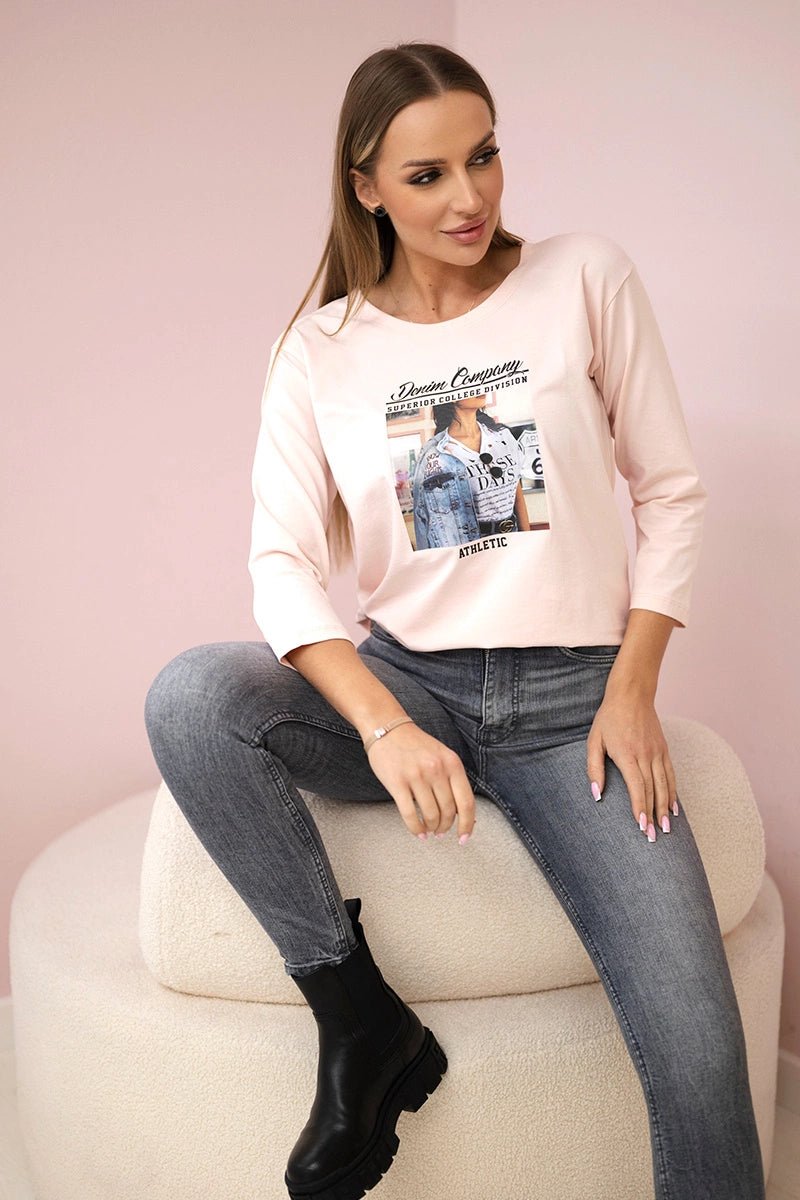 Long sleeve T-Shirt with a print 66855 / – Red цвет / color | Lexline Fashion