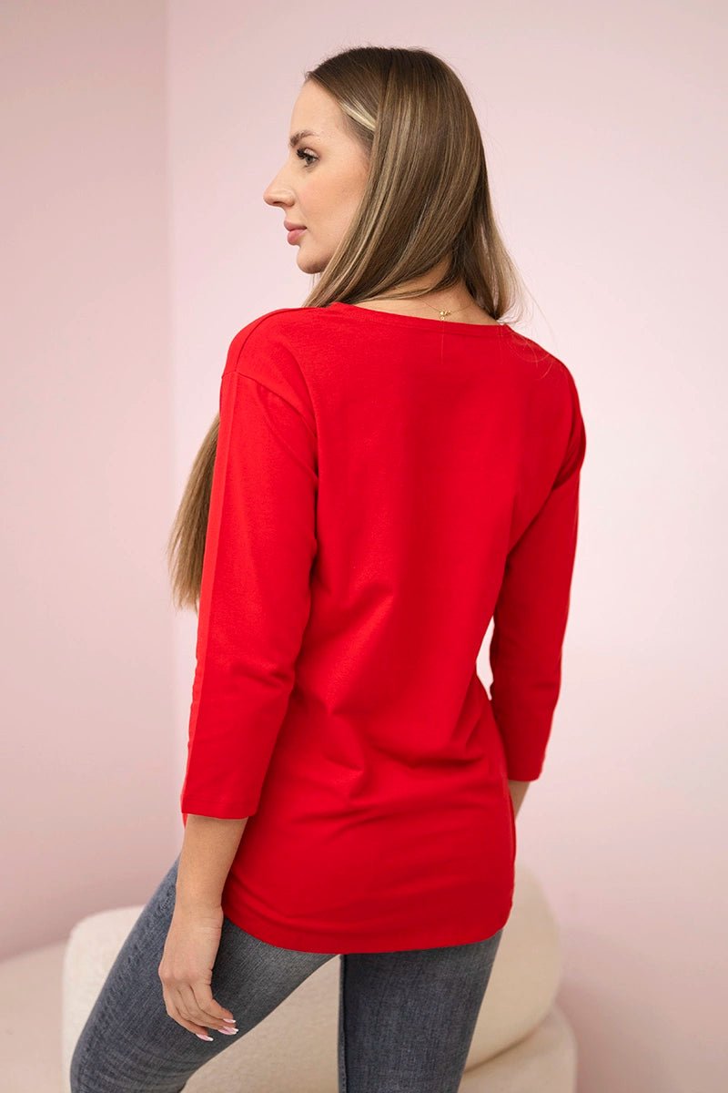 Long sleeve T-Shirt with a print 66855 / – Red цвет / color | Lexline Fashion