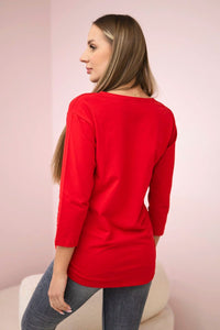 Long sleeve T-Shirt with a print 66855 / – Red цвет / color | Lexline Fashion
