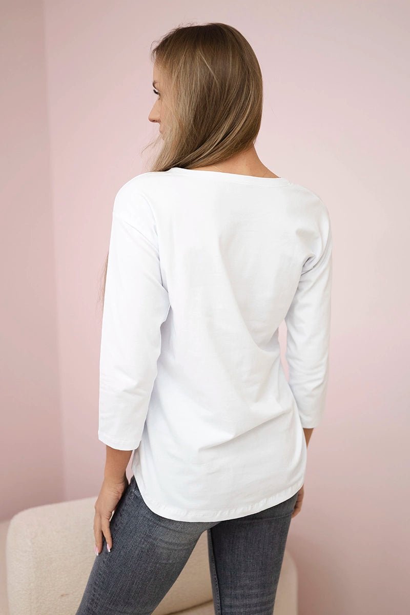 Long sleeve T-Shirt with a print 66855 / – White цвет / color | Lexline Fashion