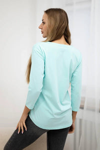 Long sleeve T-Shirt with a print 66861 / – Mint цвет / color | Lexline Fashion