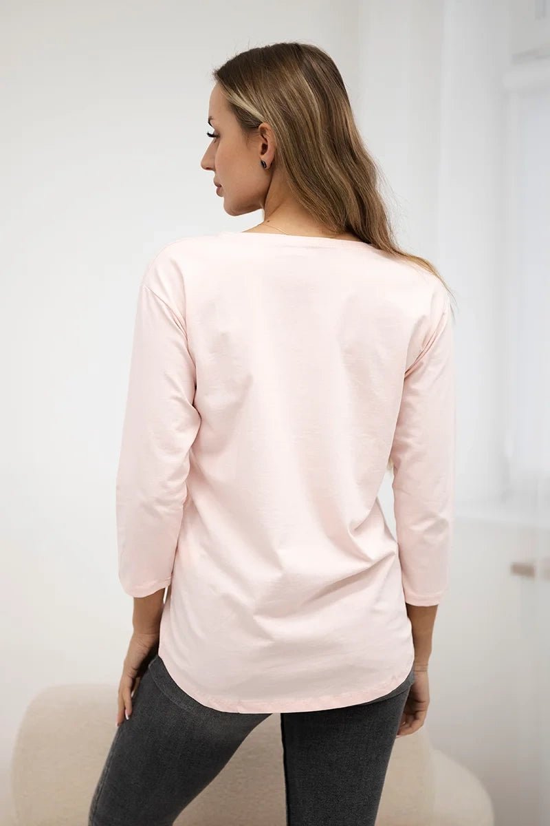 Long sleeve T-Shirt with a print 66861 / – Powder цвет / color | Lexline Fashion