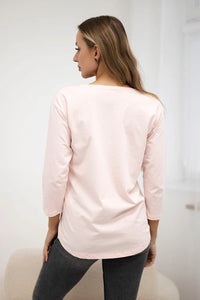 Long sleeve T-Shirt with a print 66861 / – Powder цвет / color | Lexline Fashion