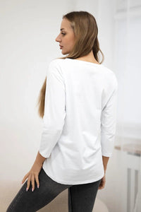 Long sleeve T-Shirt with a print 66861 / – White цвет / color | Lexline Fashion