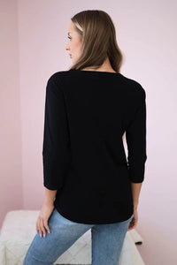 Long sleeve T-Shirt with a print66850 / – Black цвет / color | Lexline Fashion