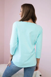 Long sleeve T-Shirt with a print66850 / – Mint цвет / color | Lexline Fashion