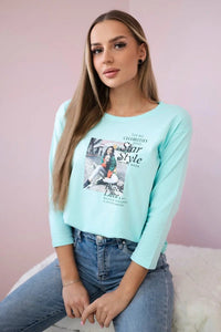 Long sleeve T-Shirt with a print66850 / – Red цвет / color | Lexline Fashion