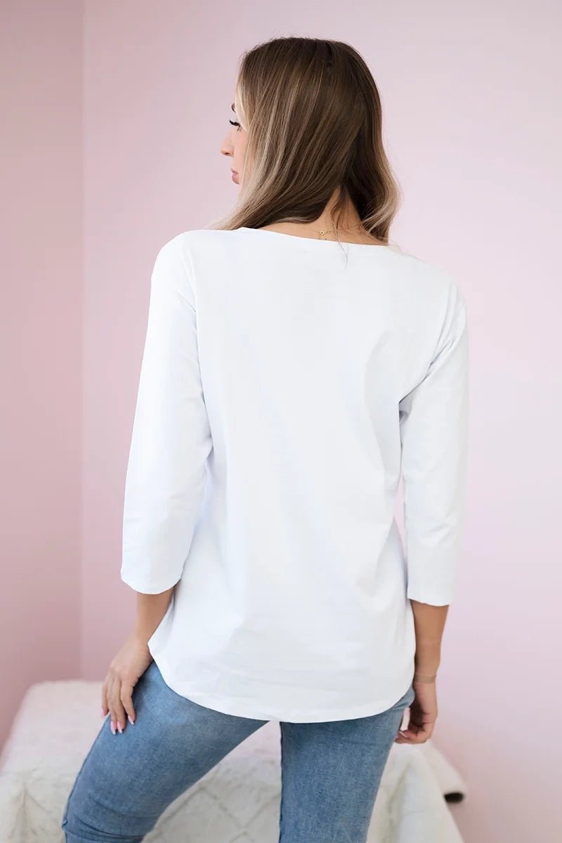 Long sleeve T-Shirt with a print66850 / – White цвет / color | Lexline Fashion