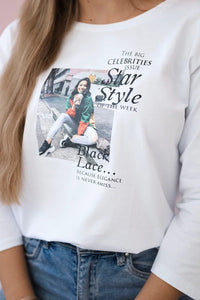 Long sleeve T-Shirt with a print66850 / – White цвет / color | Lexline Fashion