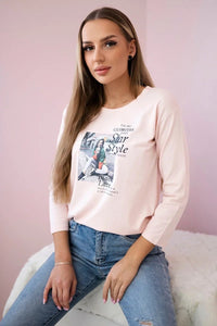 Long sleeve T-Shirt with a print66850 / – White цвет / color | Lexline Fashion