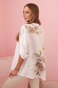 Loose - fitting women's cotton shirt with a floral pattern IT84 / – Pink цвет / color | Lexline Fashion