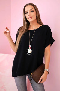 Muslin blouse with necklace IT - 68 / – Black цвет / color | Lexline Fashion