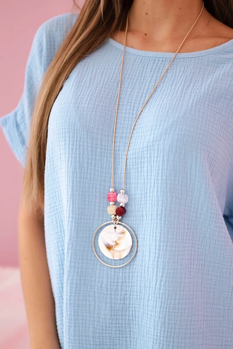 Muslin blouse with necklace IT - 68 / – Blue цвет / color | Lexline Fashion