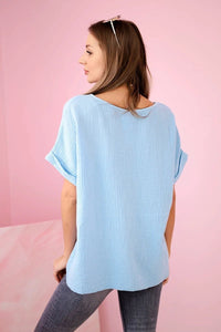 Muslin blouse with necklace IT - 68 / – Blue цвет / color | Lexline Fashion