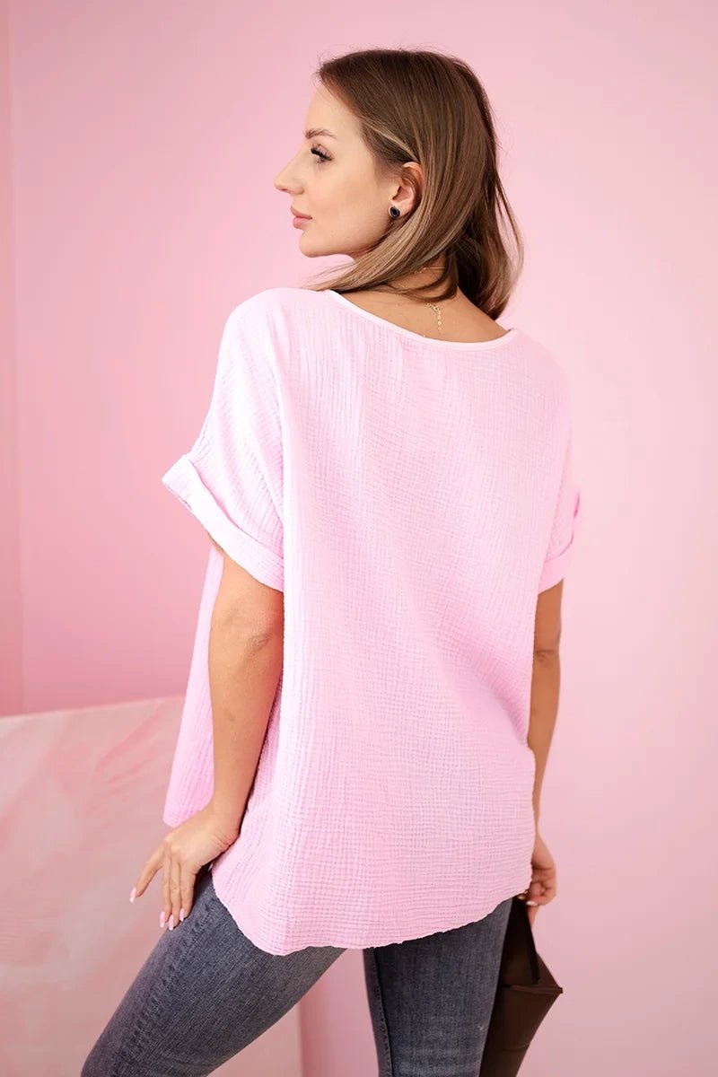 Muslin blouse with necklace IT - 68 / – Candy | Pink цвет / color | Lexline Fashion