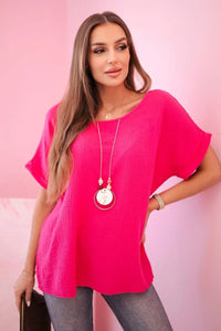 Muslin blouse with necklace IT - 68 / – Fuchsia цвет / color | Lexline Fashion