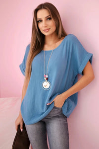 Muslin blouse with necklace IT - 68 / – Jeans цвет / color | Lexline Fashion