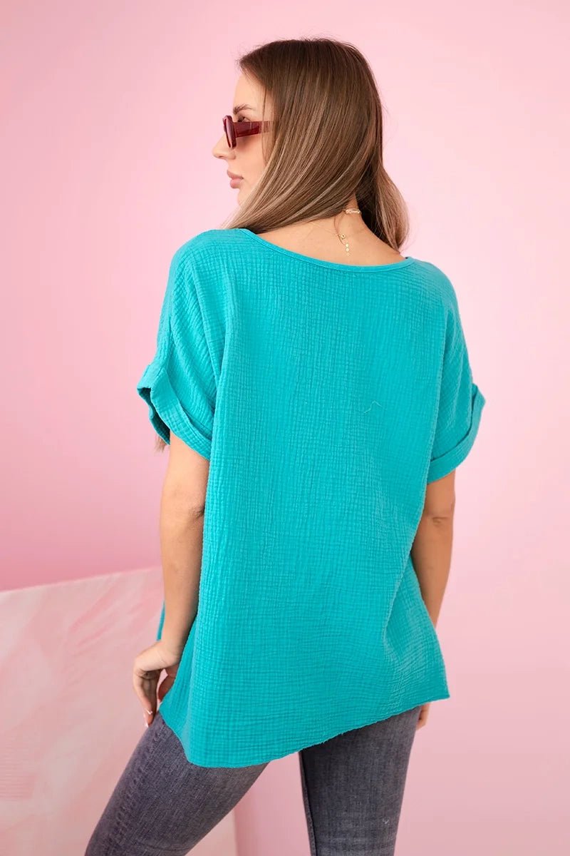 Muslin blouse with necklace IT - 68 / – Light || Marine цвет / color | Lexline Fashion
