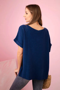 Muslin blouse with necklace IT - 68 / – Navy blue цвет / color | Lexline Fashion