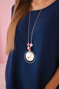 Muslin blouse with necklace IT - 68 / – Navy blue цвет / color | Lexline Fashion