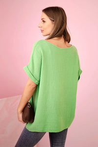 Muslin blouse with necklace IT - 68 / – Olive цвет / color | Lexline Fashion