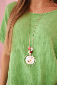 Muslin blouse with necklace IT - 68 / – Olive цвет / color | Lexline Fashion