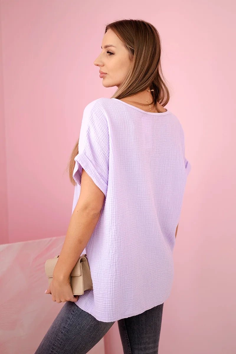 Muslin blouse with necklace IT - 68 / – Purple || Light цвет / color | Lexline Fashion