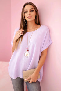 Muslin blouse with necklace IT - 68 / – Purple || Light цвет / color | Lexline Fashion