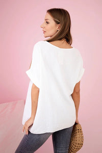 Muslin blouse with necklace IT - 68 / – White цвет / color | Lexline Fashion