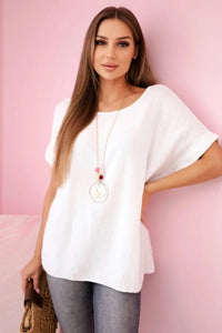 Muslin blouse with necklace IT - 68 / – White цвет / color | Lexline Fashion