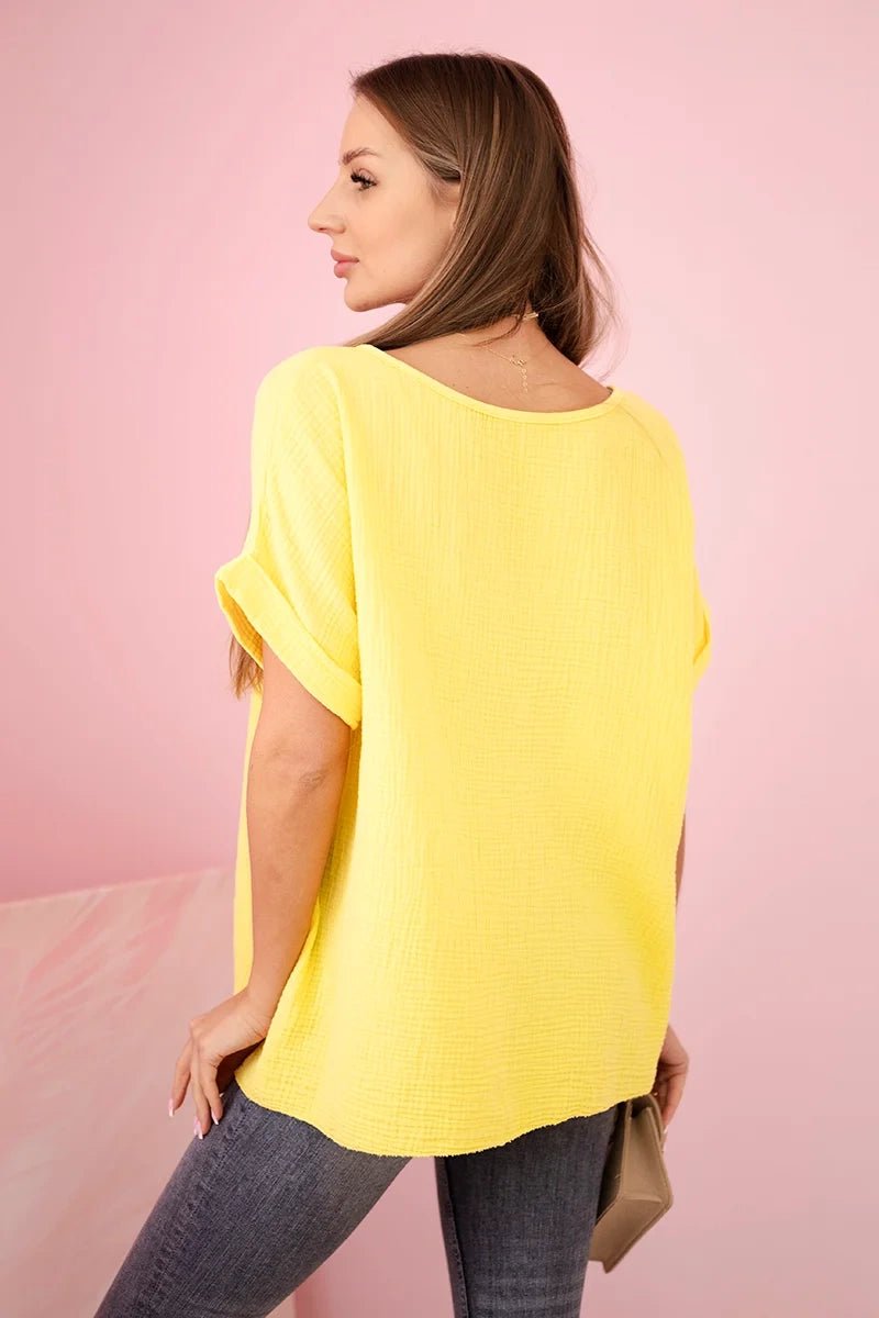 Muslin blouse with necklace IT - 68 / – Yellow цвет / color | Lexline Fashion