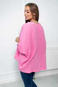 Muslin blouse with rolled - up sleeves 9448 / – Dark || pink цвет / color | Lexline Fashion