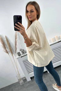 Muslin blouse with rolled - up sleeves 9448 / – Light || Beige цвет / color | Lexline Fashion