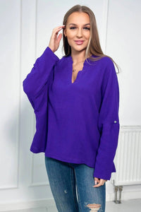 Muslin blouse with rolled - up sleeves 9448 / – Light || Beige цвет / color | Lexline Fashion