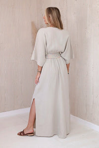 Muslin dress with embroidery at the waist ART88529 / – Beige цвет / color | Lexline Fashion