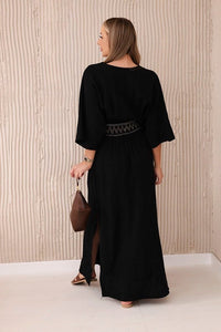 Muslin dress with embroidery at the waist ART88529 / – Black цвет / color | Lexline Fashion